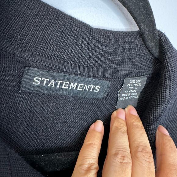 Statements Mens Lightweight Silk Blend Knit Buttonless Polo Shirt Vintage - Picture 7 of 10